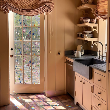 Funlife αυτοκόλλητα παραθύρων με υδατικά λουλούδια και φυτά, PVC, ηλεκτροστατική κόλλα, σκανδιναβικό στυλ, διαφανή υψηλής ευκρίνειας, SE827