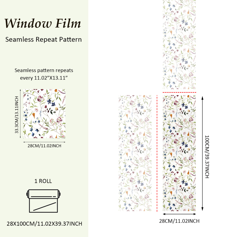 Funlife αυτοκόλλητα παραθύρων με υδατικά λουλούδια και φυτά, PVC, ηλεκτροστατική κόλλα, σκανδιναβικό στυλ, διαφανή υψηλής ευκρίνειας, SE827