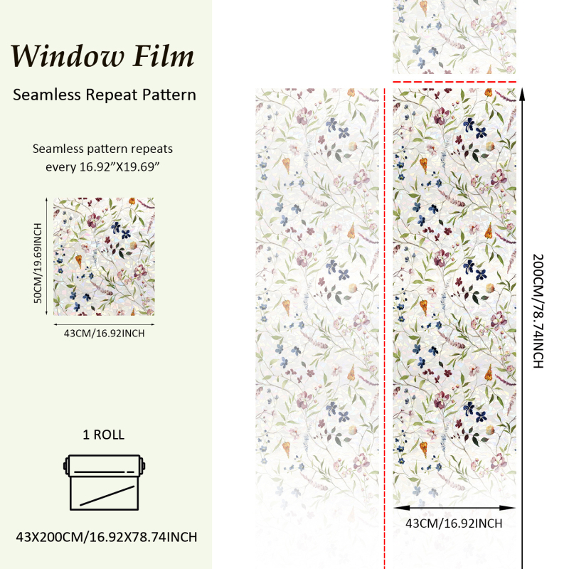 Funlife αυτοκόλλητα παραθύρων με υδατικά λουλούδια και φυτά, PVC, ηλεκτροστατική κόλλα, σκανδιναβικό στυλ, διαφανή υψηλής ευκρίνειας, SE827