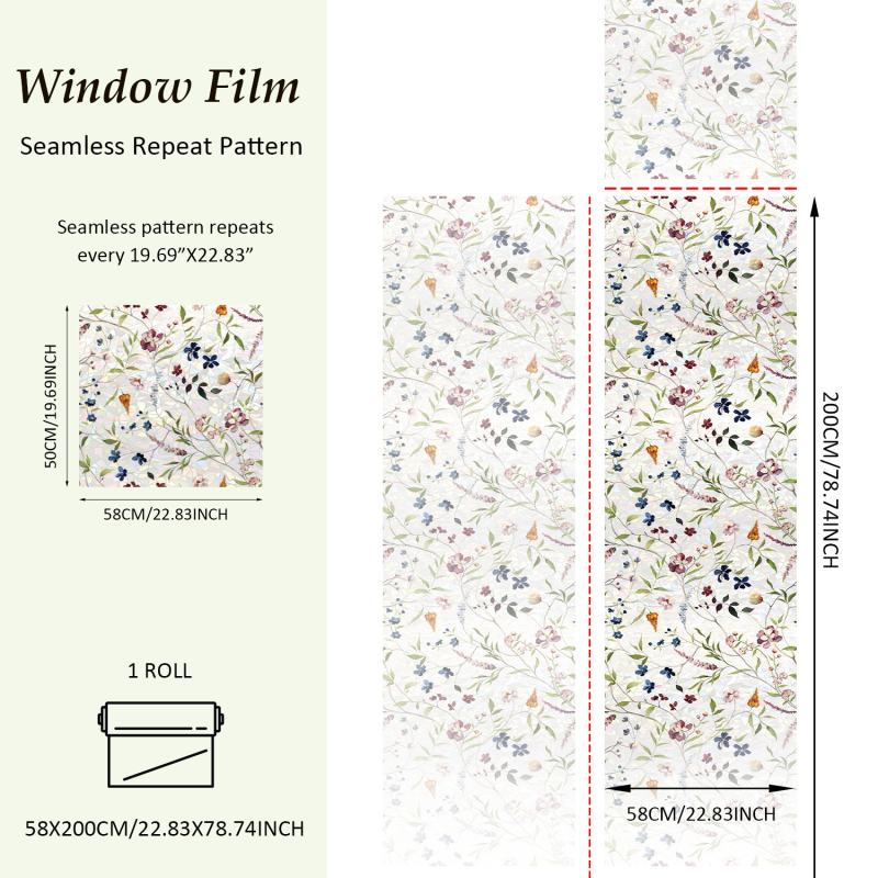 Funlife αυτοκόλλητα παραθύρων με υδατικά λουλούδια και φυτά, PVC, ηλεκτροστατική κόλλα, σκανδιναβικό στυλ, διαφανή υψηλής ευκρίνειας, SE827