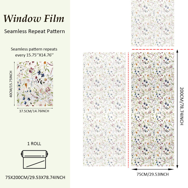 Funlife αυτοκόλλητα παραθύρων με υδατικά λουλούδια και φυτά, PVC, ηλεκτροστατική κόλλα, σκανδιναβικό στυλ, διαφανή υψηλής ευκρίνειας, SE827
