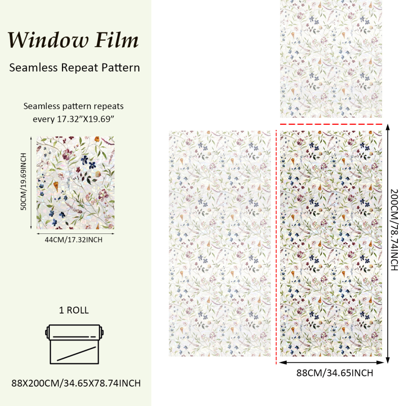 Funlife αυτοκόλλητα παραθύρων με υδατικά λουλούδια και φυτά, PVC, ηλεκτροστατική κόλλα, σκανδιναβικό στυλ, διαφανή υψηλής ευκρίνειας, SE827