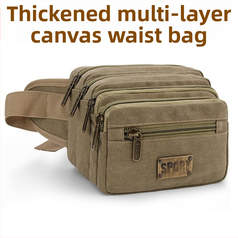 Мъжка поясна чанта от деним — дишащ дизайн, урбан стил, принт с букви, подплата от полиестер