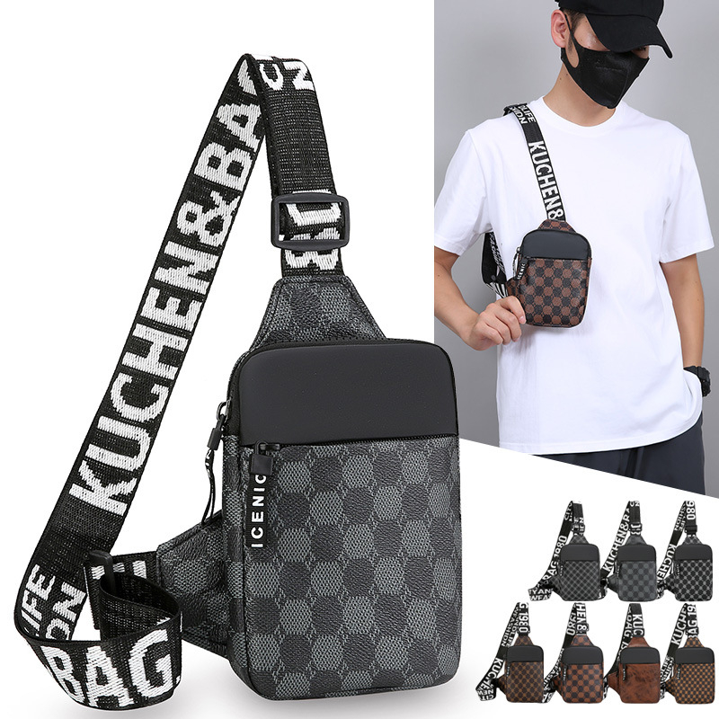 Vīriešu krūšu soma - PU materiāls, poliestera iekšējā odere, rudens 2024, ikdienas lietošana