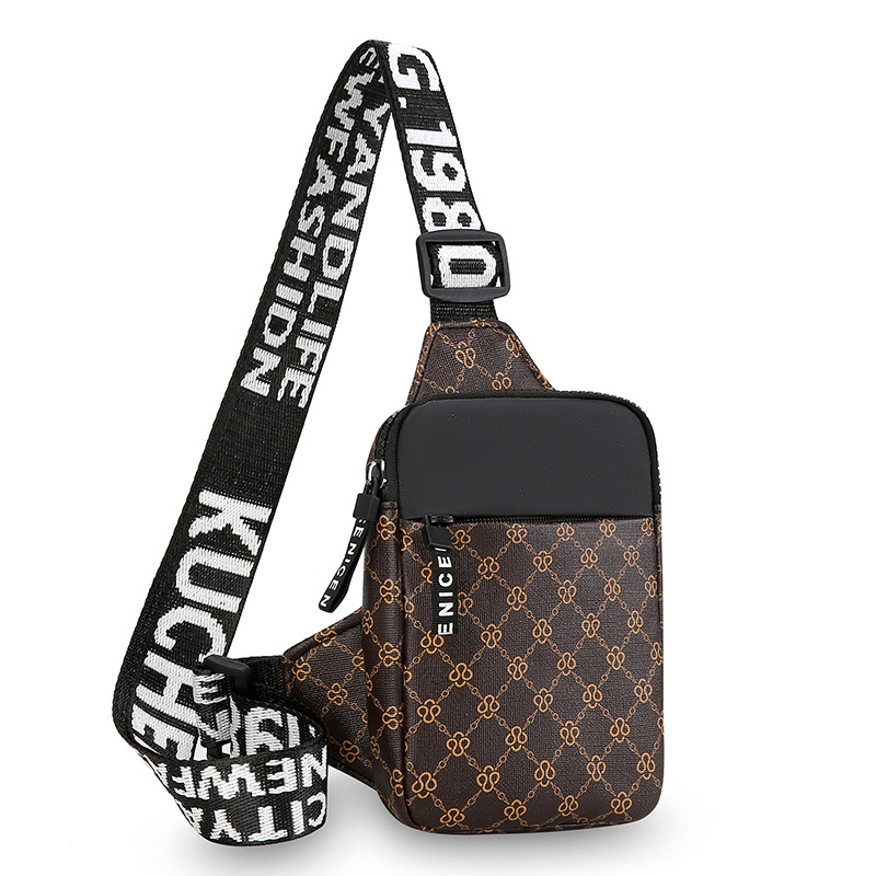 Vīriešu krūšu soma - PU materiāls, poliestera iekšējā odere, rudens 2024, ikdienas lietošana