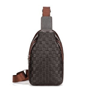 Geantă crossbody pentru bărbați, material PU, impermeabilă, model geometric, căptușeală din poliester