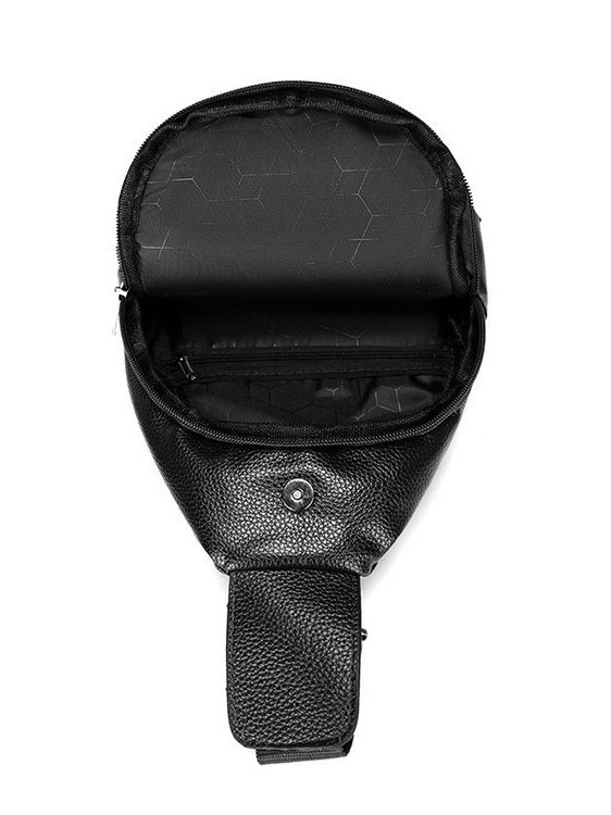 Geantă crossbody pentru bărbați, material PU, impermeabilă, model geometric, căptușeală din poliester