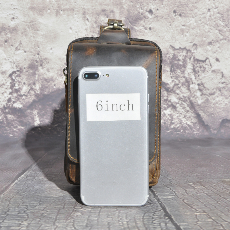 Vīriešu krūšu soma no Crazy Horse īstas ādas, ielas stila, ikdienas lietošanai, ar āķi