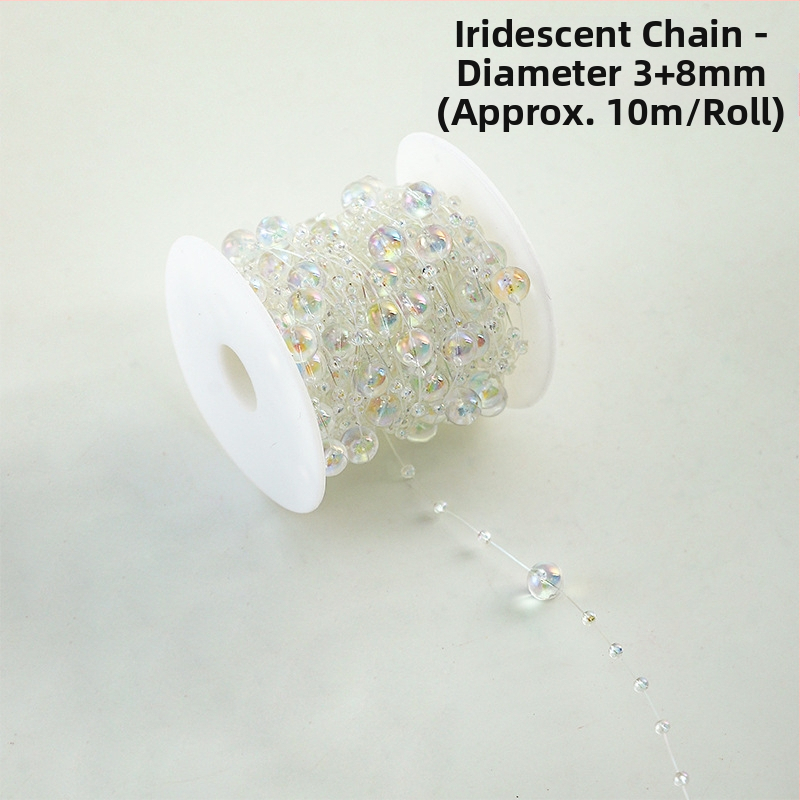 Διακοσμητική αλυσίδα με λουλουδένια μαργαριάρια - σχήματος αστεριού, πλαστικό, 10 μ. ρολό, μάρκα Shangjin, για DIY τσάντες