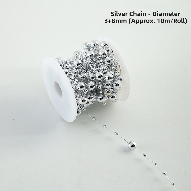 Διακοσμητική αλυσίδα με λουλουδένια μαργαριάρια - σχήματος αστεριού, πλαστικό, 10 μ. ρολό, μάρκα Shangjin, για DIY τσάντες