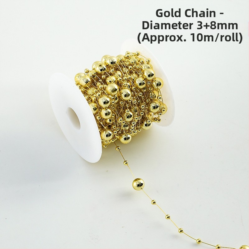 Διακοσμητική αλυσίδα με λουλουδένια μαργαριάρια - σχήματος αστεριού, πλαστικό, 10 μ. ρολό, μάρκα Shangjin, για DIY τσάντες