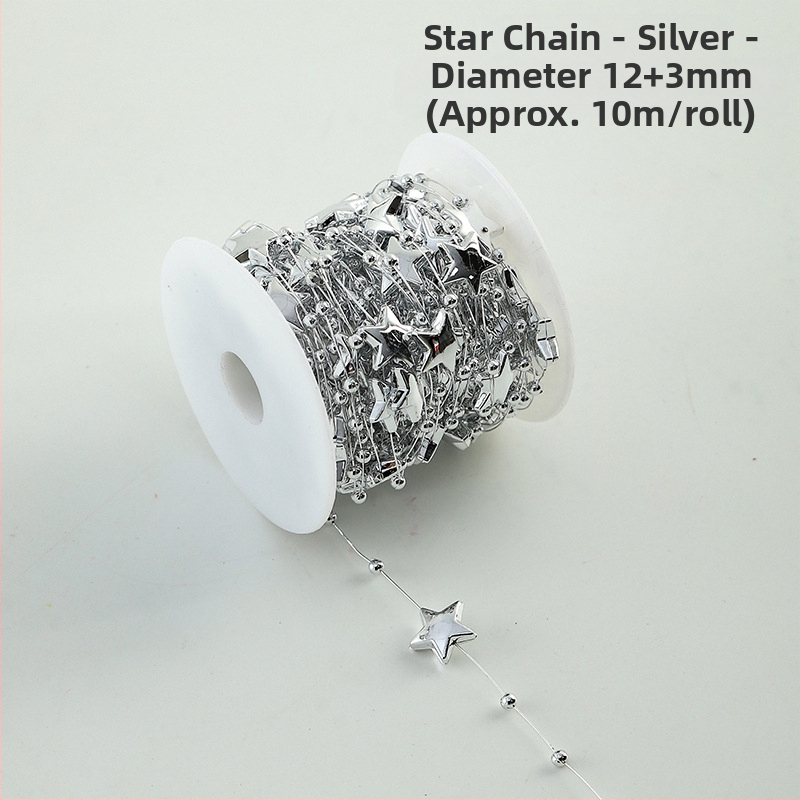 Διακοσμητική αλυσίδα με λουλουδένια μαργαριάρια - σχήματος αστεριού, πλαστικό, 10 μ. ρολό, μάρκα Shangjin, για DIY τσάντες