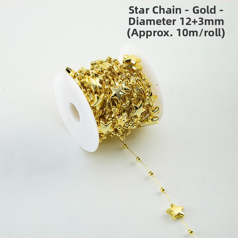 Διακοσμητική αλυσίδα με λουλουδένια μαργαριάρια - σχήματος αστεριού, πλαστικό, 10 μ. ρολό, μάρκα Shangjin, για DIY τσάντες