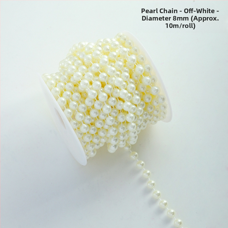 Διακοσμητική αλυσίδα με λουλουδένια μαργαριάρια - σχήματος αστεριού, πλαστικό, 10 μ. ρολό, μάρκα Shangjin, για DIY τσάντες