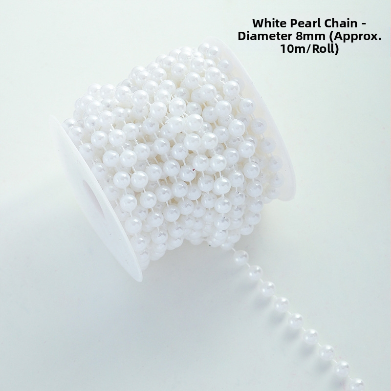 Διακοσμητική αλυσίδα με λουλουδένια μαργαριάρια - σχήματος αστεριού, πλαστικό, 10 μ. ρολό, μάρκα Shangjin, για DIY τσάντες