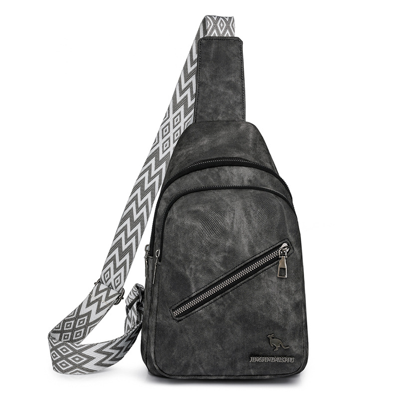 Дамска PU кожена чанта за гръден кош, триизмерна силуета, ретро стил, цип за затваряне, вътрешен джоб с цип, за ежедневна употреба