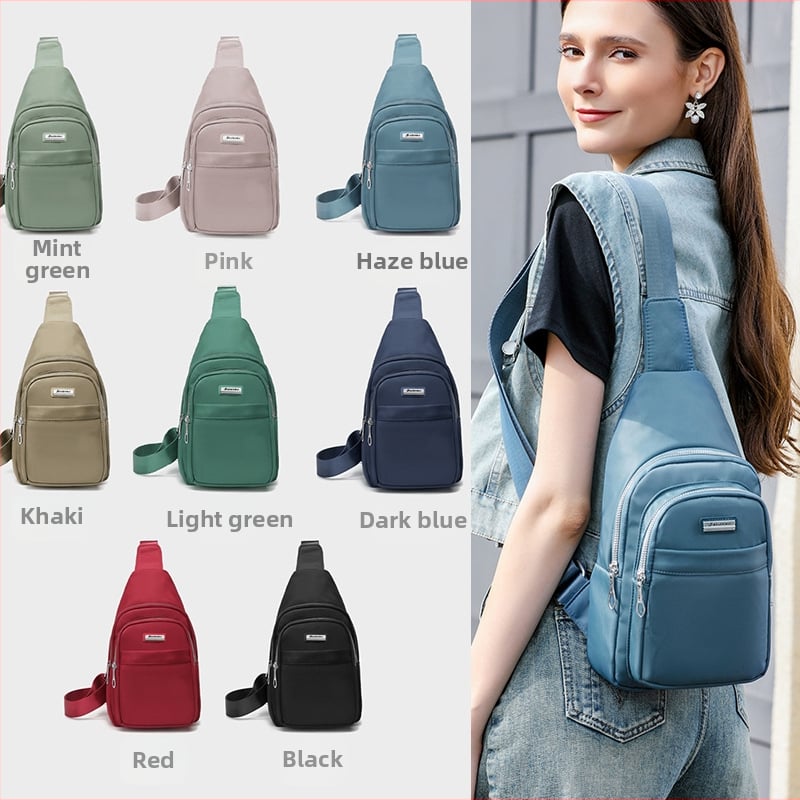 Τσάντα θώρακα και crossbody από αδιάβροχο νάιλον — άνοιγμα με φερμουάρ, επένδυση από πολυεστέρα, εσωτερικό κρυφό τσεπάκι με φερμουάρ