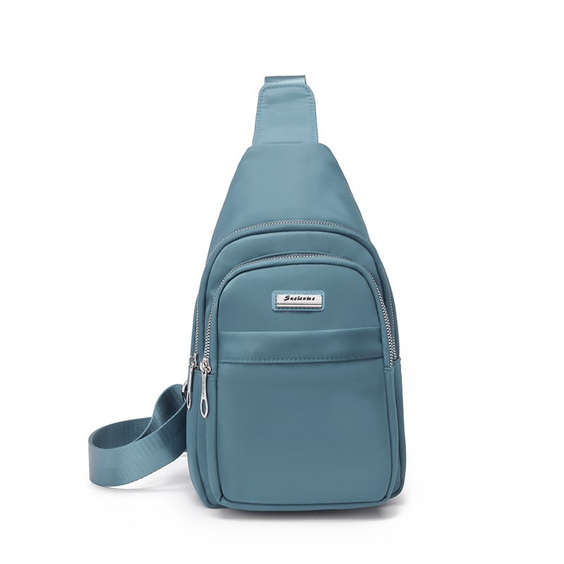 Τσάντα θώρακα και crossbody από αδιάβροχο νάιλον — άνοιγμα με φερμουάρ, επένδυση από πολυεστέρα, εσωτερικό κρυφό τσεπάκι με φερμουάρ