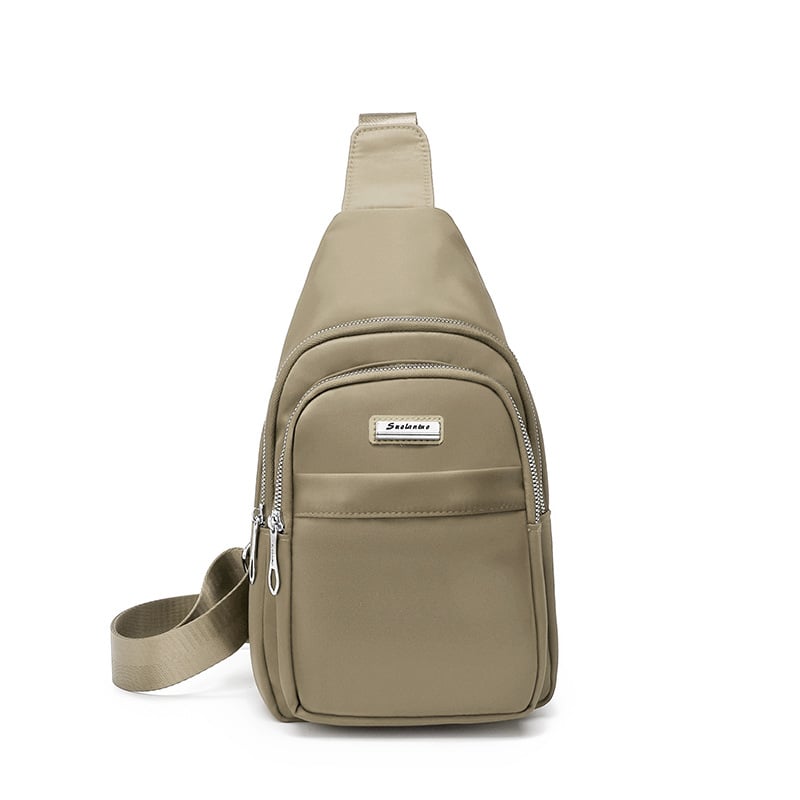 Τσάντα θώρακα και crossbody από αδιάβροχο νάιλον — άνοιγμα με φερμουάρ, επένδυση από πολυεστέρα, εσωτερικό κρυφό τσεπάκι με φερμουάρ