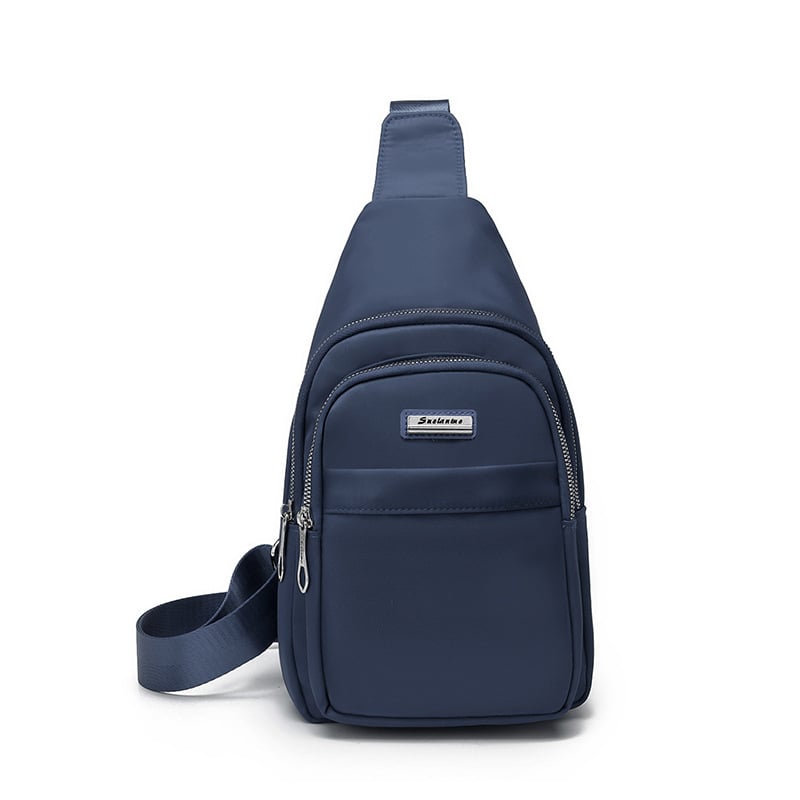 Τσάντα θώρακα και crossbody από αδιάβροχο νάιλον — άνοιγμα με φερμουάρ, επένδυση από πολυεστέρα, εσωτερικό κρυφό τσεπάκι με φερμουάρ