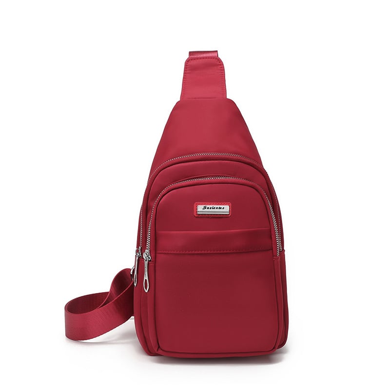 Τσάντα θώρακα και crossbody από αδιάβροχο νάιλον — άνοιγμα με φερμουάρ, επένδυση από πολυεστέρα, εσωτερικό κρυφό τσεπάκι με φερμουάρ