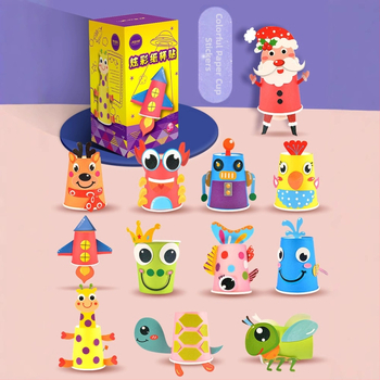 Bērnu roku darbs ar papīra kausiem – izglītojošs mākslas spēļu komplekts; Materiāls: papīrs; Zīmols: Hibiscus angel; Ieteicamais vecums: 4–6 gadi; Iepakojums: kastīte