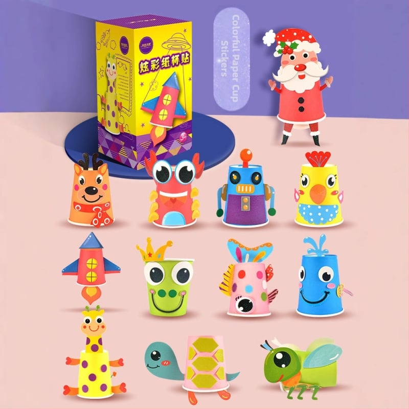 Bērnu roku darbs ar papīra kausiem – izglītojošs mākslas spēļu komplekts; Materiāls: papīrs; Zīmols: Hibiscus angel; Ieteicamais vecums: 4–6 gadi; Iepakojums: kastīte