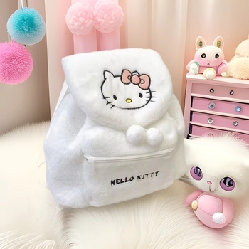 Σακίδιο από βελούδινο ύφασμα, ελαφρύ, με κεντημένο μοτίβο αρκούδας, μεγάλη χωρητικότητα, καμπύλοι ιμάντες ώμου