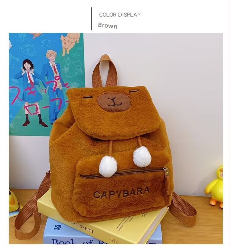 Σακίδιο από βελούδινο ύφασμα, ελαφρύ, με κεντημένο μοτίβο αρκούδας, μεγάλη χωρητικότητα, καμπύλοι ιμάντες ώμου