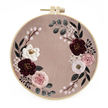 Комплект за платнена бродерия с цветя, стил модерен минимализъм; материали: памук и лен; модел: цветя/трева/листа; категория: комплект за бродерия; тип бродерия: друг