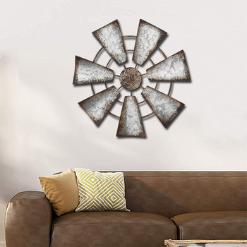 Метална стенна декорация във форма на ветрена мелница, силует от желязо, модерен минималистичен стил