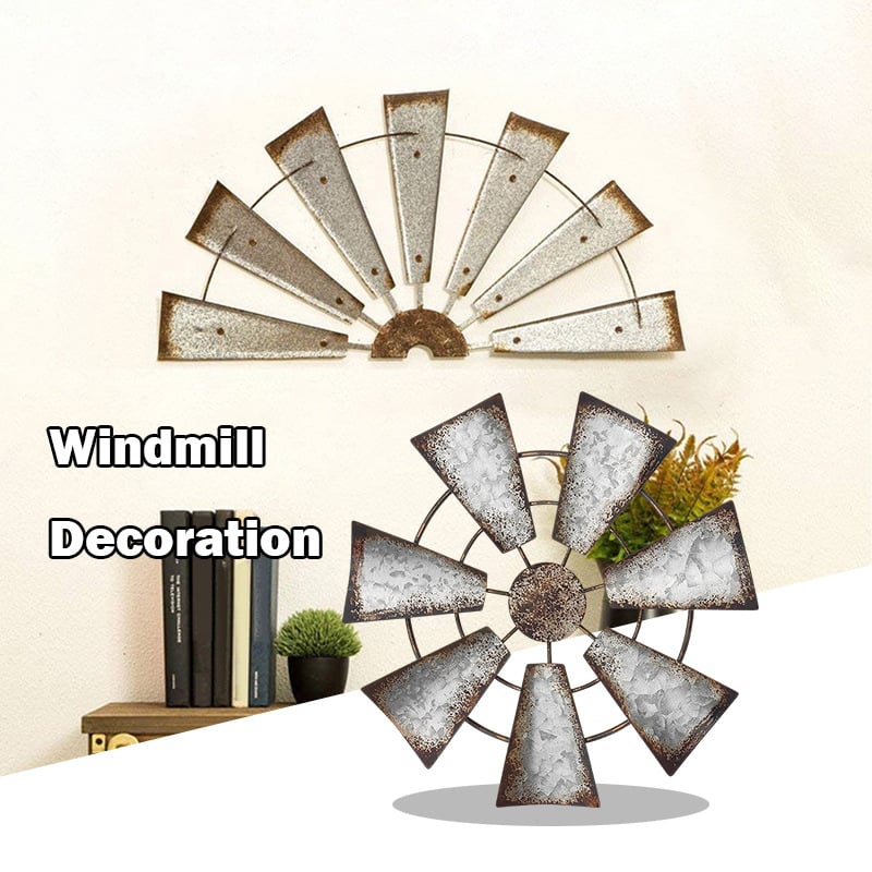 Метална стенна декорация във форма на ветрена мелница, силует от желязо, модерен минималистичен стил