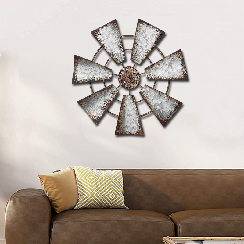 Метална стенна декорация във форма на ветрена мелница, силует от желязо, модерен минималистичен стил