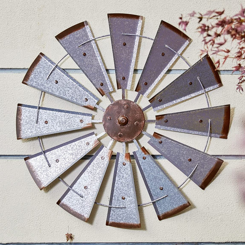 Метална стенна декорация във форма на ветрена мелница, силует от желязо, модерен минималистичен стил