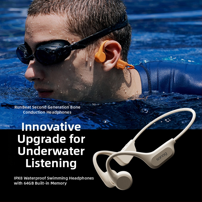 sanag Bluetooth austiņas ar kaula vadāmību, IPX8 ūdensizturīgas, Bluetooth 5.3, darbības diapazons 10 m, 4–8 stundu darbība, abpusējs stereo