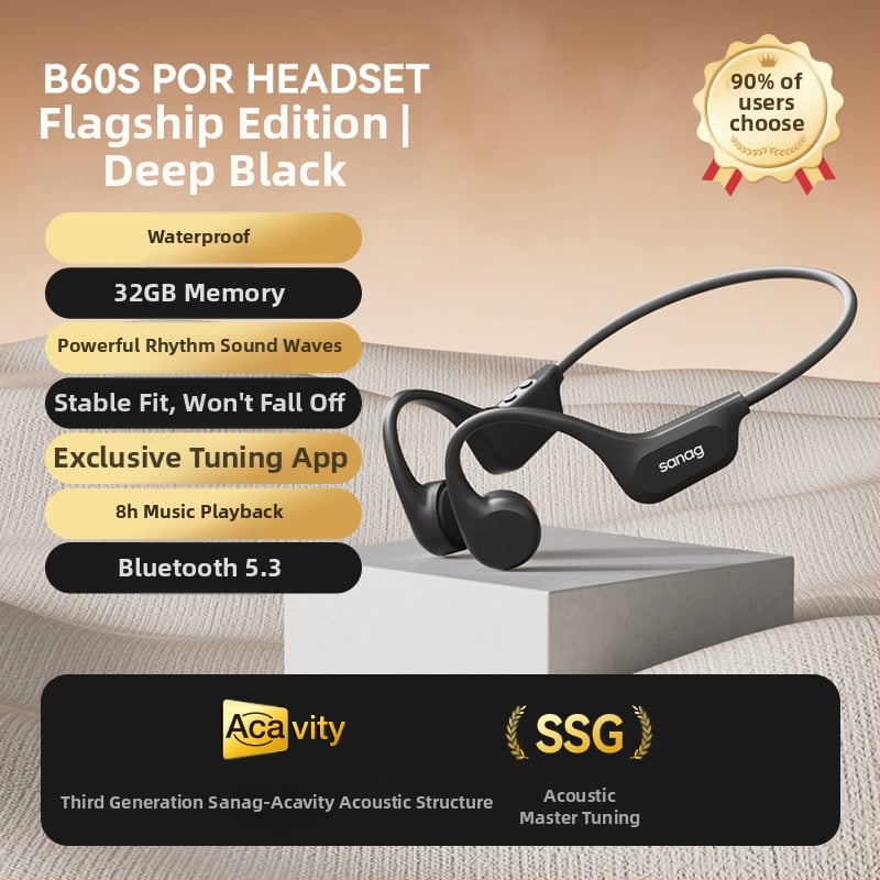sanag Bluetooth слушалки със костна проводимост, IPX8 водоустойчиви, Bluetooth 5.3, обхват 10 м, живот на батерията 4–8 ч, двустранно стерео
