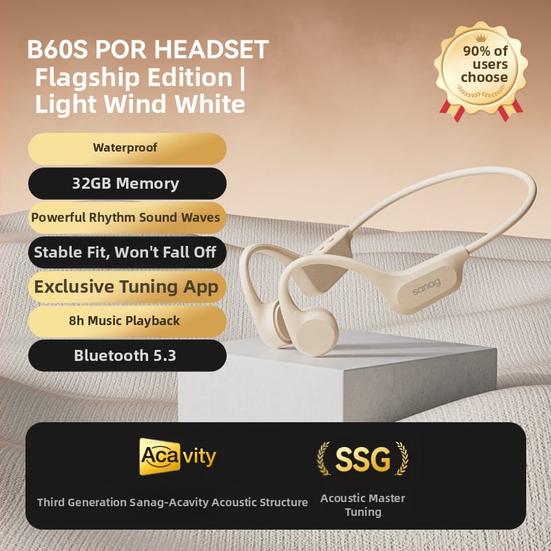 sanag Bluetooth слушалки със костна проводимост, IPX8 водоустойчиви, Bluetooth 5.3, обхват 10 м, живот на батерията 4–8 ч, двустранно стерео
