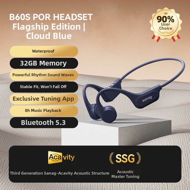 sanag Bluetooth слушалки със костна проводимост, IPX8 водоустойчиви, Bluetooth 5.3, обхват 10 м, живот на батерията 4–8 ч, двустранно стерео
