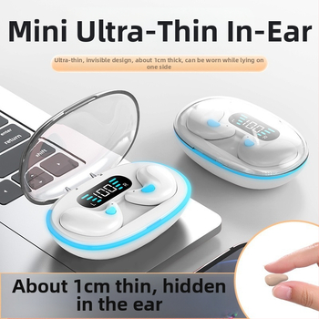 Мини безжична Bluetooth слушалка, ултра тънък дизайн, в ухото, Bluetooth 5.0, обхват 10 м, стерео за обаждания, водоустойчива