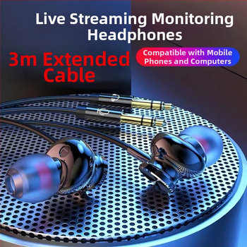 In-ear ενσύρματα ακουστικά με μικρόφωνο, 3 m καλώδιο, 3,5 mm βύσμα, 32 Ω, εύρος 20 Hz–20 kHz