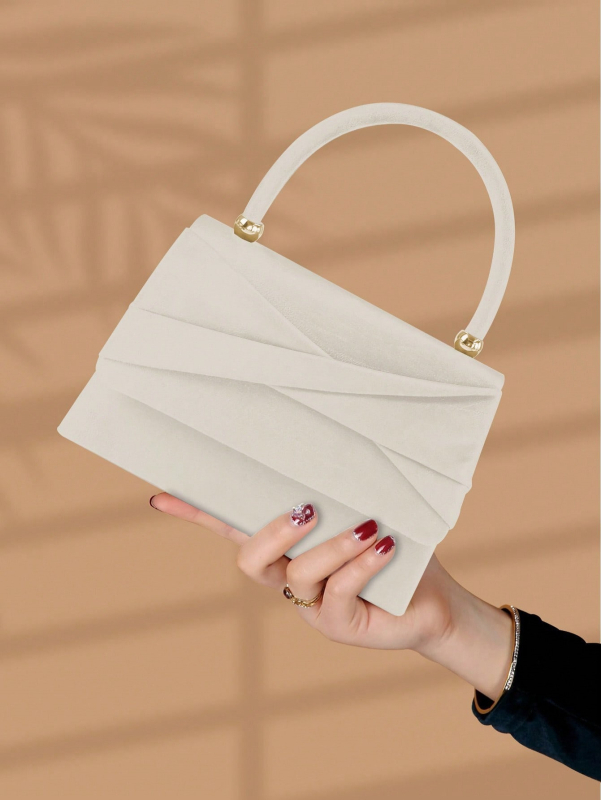 Дамска чанта за вечер и банкет, универсална за ежедневни комбинации, плюш материал, хоризонтална квадратна форма, магнитно закопчаване, подплата полиестер, стил бизнес-комутинг