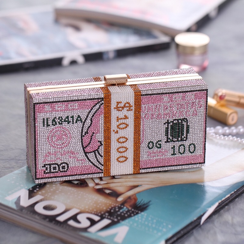 Kosmētikas dimantu kvadrātveida soma ar rhinestones – metāls, burta raksts, iekšpuse no sintētiskās ādas, universāla, 2021. gada pavasaris