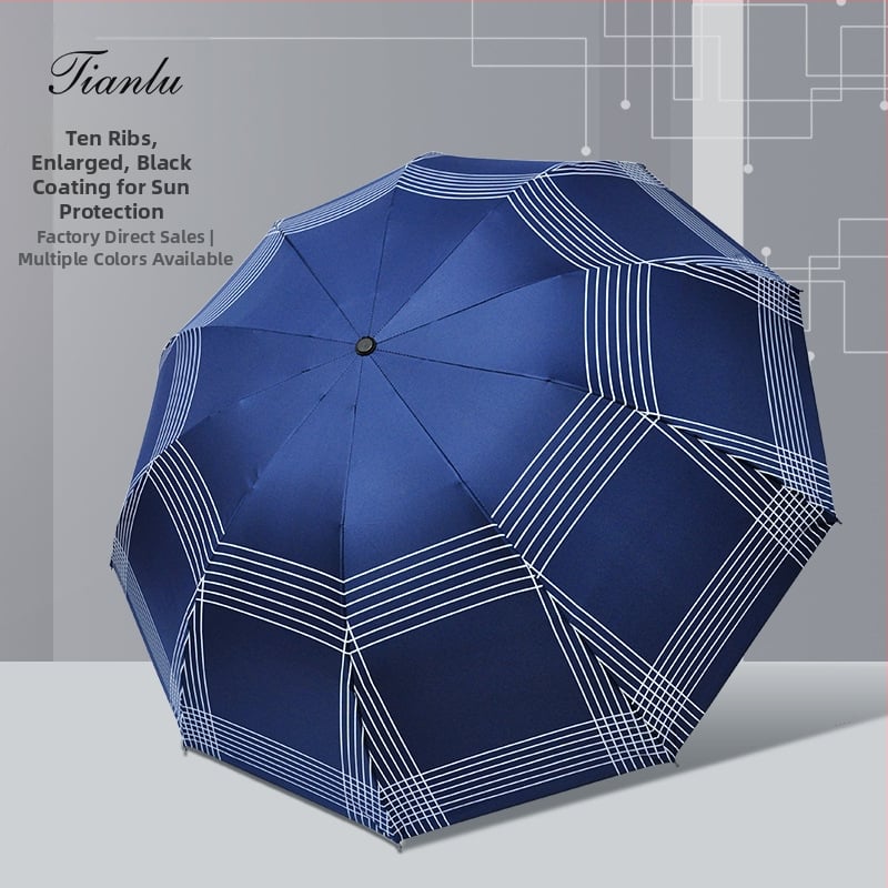 Divu personu lietussargs ar desmit ribām, manuāla atvēršana, tērauda ribas un stienis, plastiska rokturis, UV aizsardzība UPF>50
