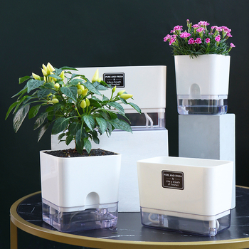 Oulinze Γλάστρα Λουλουδιών – Πλαστική, Διαφανής, Αυτο-Απορροφητικό Νερό, Ανθεκτική στη Διάβρωση, Για Επιτραπέζια ή Πάτωμα