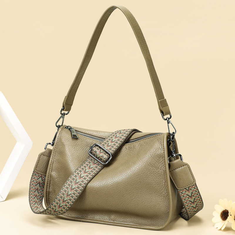 Marunte geantă din piele naturală pentru femei crossbody, stil business, formă orizontală pătrată, fermoar, buzunar pentru telefon