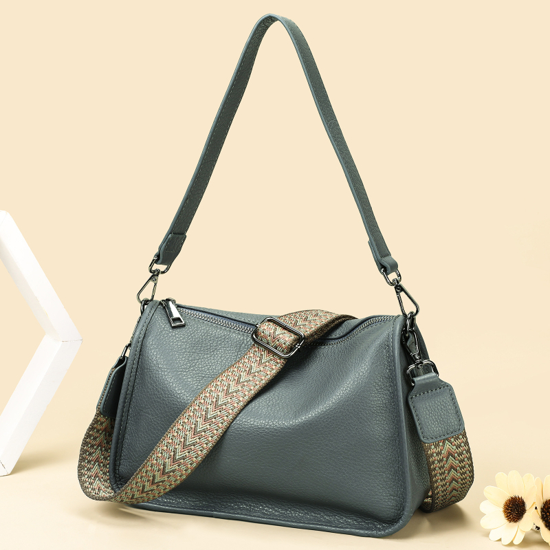 Marunte geantă din piele naturală pentru femei crossbody, stil business, formă orizontală pătrată, fermoar, buzunar pentru telefon