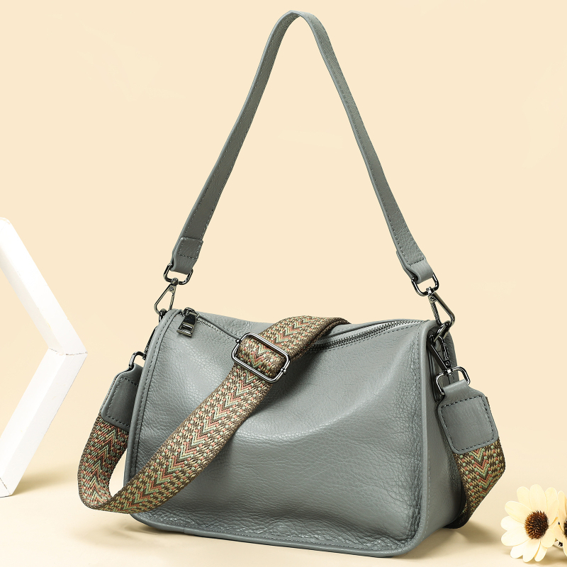 Marunte geantă din piele naturală pentru femei crossbody, stil business, formă orizontală pătrată, fermoar, buzunar pentru telefon