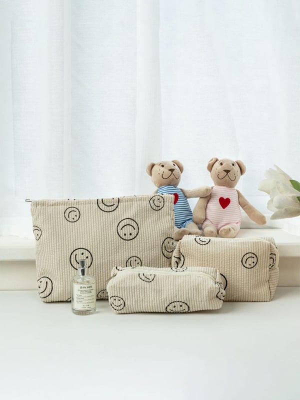 Кордюрова козметична чанта, геометричен модел, подплата от полиестер, унисекс, ежедневна употреба