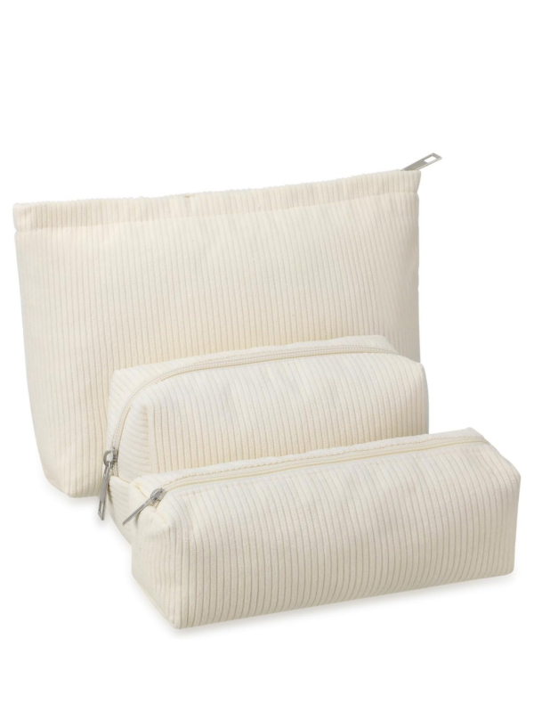 Corduroy kosmētikas soma, ģeometrisks raksts, poliestera odere, universāla, ikdienas lietošanai