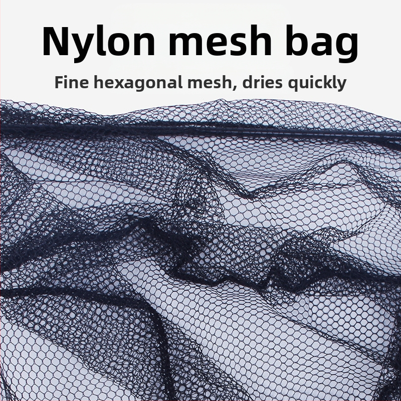 Алуминиева сплав рибарска мрежа, триъгълна интегрирана, сгъваща се телескопична ръчна мрежа с фина мрежа, диаметър устата 40 см, дълбочина 30 см, свиваемо